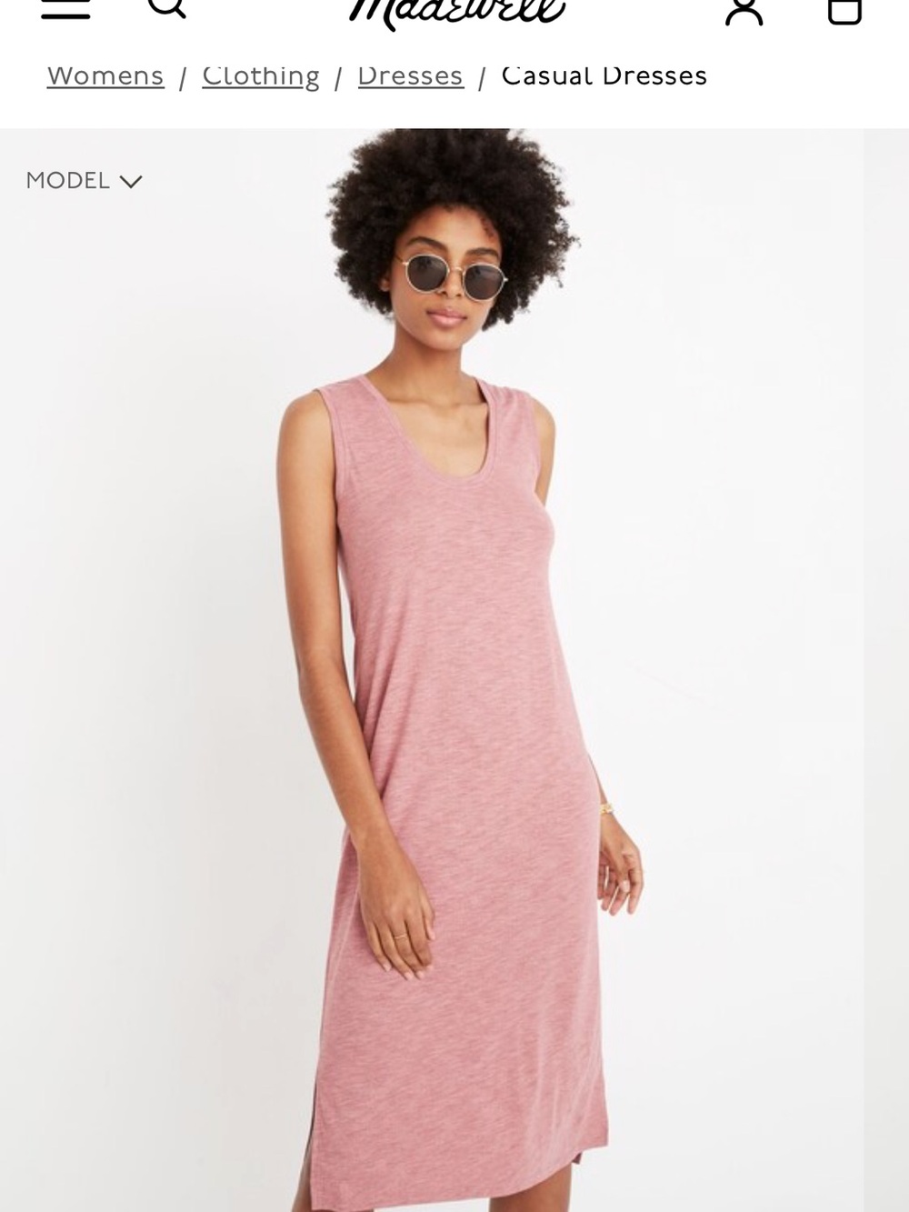 Madewell Sleeveless Scoop-Neck Midi Coverup in Dusty Rose Pink